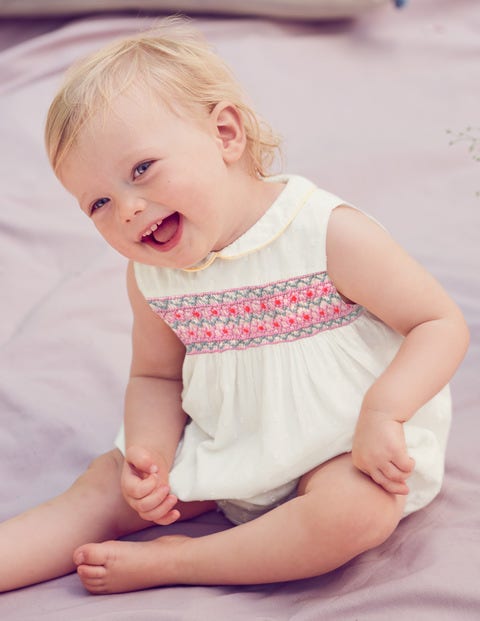 Nostalgic Smocked Romper - Ivory Nostalgic Smocked Romper - Ivory