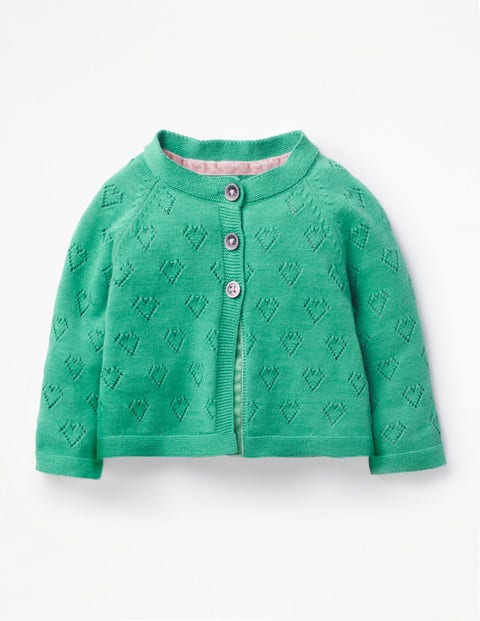 Lightweight Pointelle Cardigan - Jungle Green Lightweight Pointelle Cardigan - Jungle Green