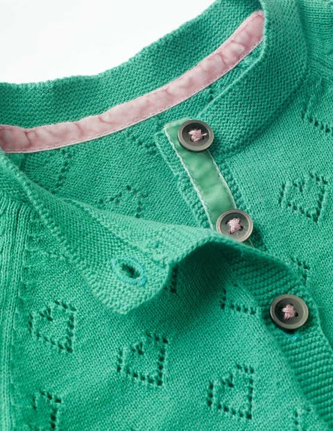 Lightweight Pointelle Cardigan - Jungle Green Lightweight Pointelle Cardigan - Jungle Green