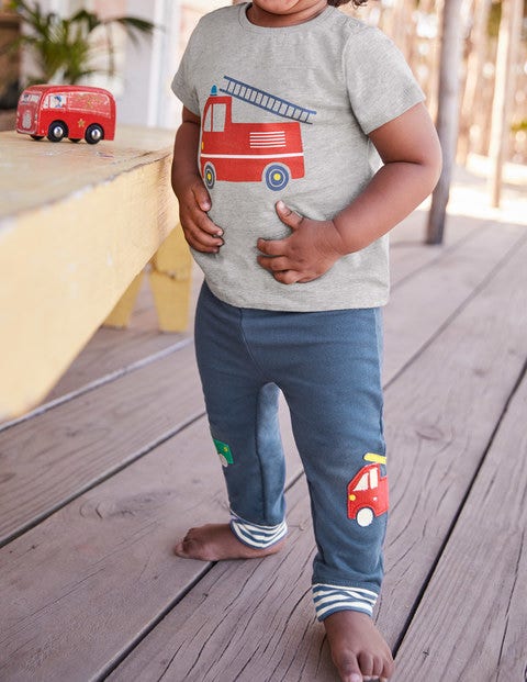 Appliqué Patch Pants - Lagoon Blue Cars Appliqué Patch Pants - Lagoon Blue Cars