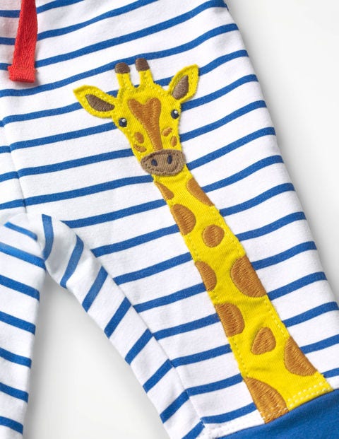 Pantalon À Empiècement Appliqué - Girafe blanc/bleu saphir Pantalon À Empiècement Appliqué - Girafe blanc/bleu saphir