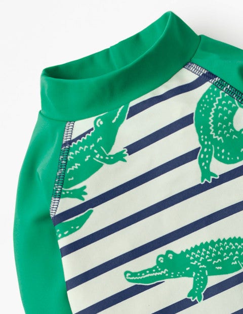 Two Piece Rash Guard Set - Deep Sea Blue Crocodiles Two Piece Rash Guard Set - Deep Sea Blue Crocodiles
