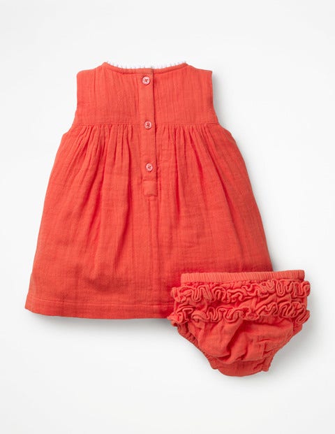 Embroidered Detail Dress - Tropical Coral Embroidery Embroidered Detail Dress - Tropical Coral Embroidery