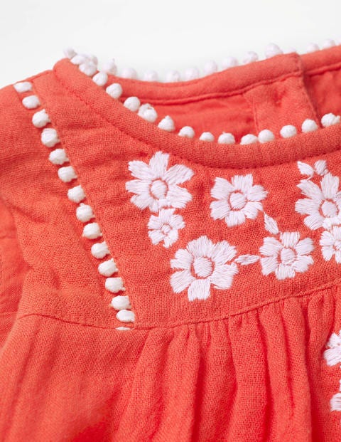 Embroidered Detail Dress - Tropical Coral Embroidery Embroidered Detail Dress - Tropical Coral Embroidery