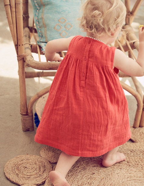 Embroidered Detail Dress - Tropical Coral Embroidery Embroidered Detail Dress - Tropical Coral Embroidery