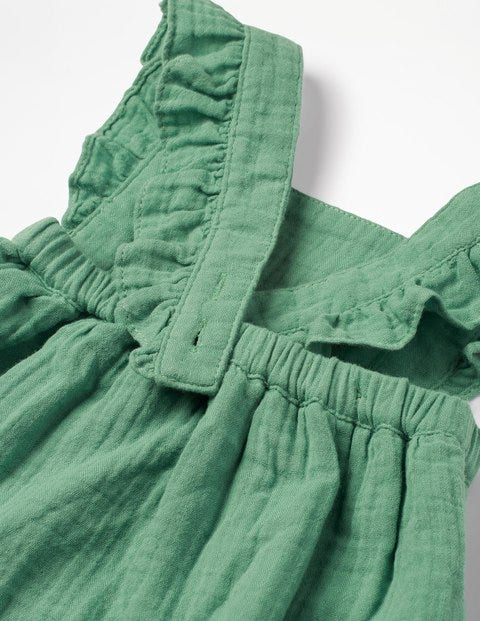 Ruffly Pinafore Dress - Patina Green Ruffly Pinafore Dress - Patina Green