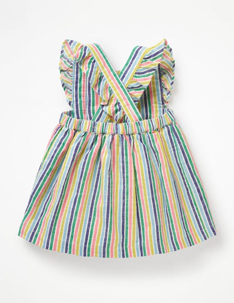 Ruffly Pinafore Dress - Multi Candy Stripe Ruffly Pinafore Dress - Multi Candy Stripe