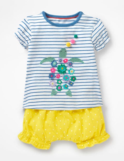 Fluttery Appliqué Play Set - White/Elizabethan Blue Turtle Fluttery Appliqué Play Set - White/Elizabethan Blue Turtle