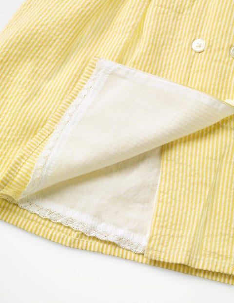 Detailed Woven Dress - Sweetcorn Lamb Ticking Detailed Woven Dress - Sweetcorn Lamb Ticking