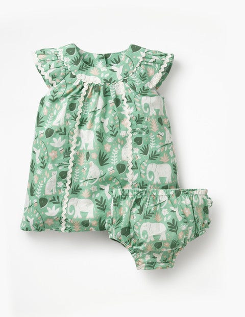 Kleid Mit Tropischem Muster - Schildkrötengrün, Indischer Garten Kleid Mit Tropischem Muster - Schildkrötengrün, Indischer Garten