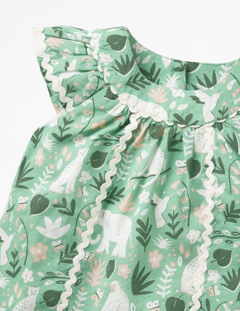 Kleid Mit Tropischem Muster - Schildkrötengrün, Indischer Garten Kleid Mit Tropischem Muster - Schildkrötengrün, Indischer Garten