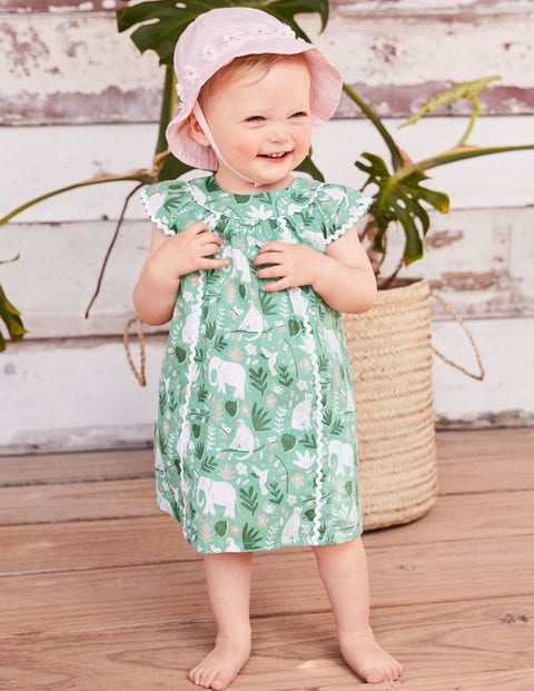 Kleid Mit Tropischem Muster - Schildkrötengrün, Indischer Garten Kleid Mit Tropischem Muster - Schildkrötengrün, Indischer Garten