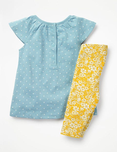 Big Animal Appliqué Dress Set - Mineral Blue Giraffes Big Animal Appliqué Dress Set - Mineral Blue Giraffes
