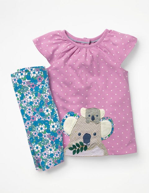 Kleid-Set Mit Großer Tierapplikation - Sonnenschirmrosa, Koalas Kleid-Set Mit Großer Tierapplikation - Sonnenschirmrosa, Koalas