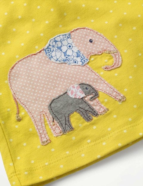 Big Animal Appliqué Dress Set - Mimosa Yellow Elephant Big Animal Appliqué Dress Set - Mimosa Yellow Elephant