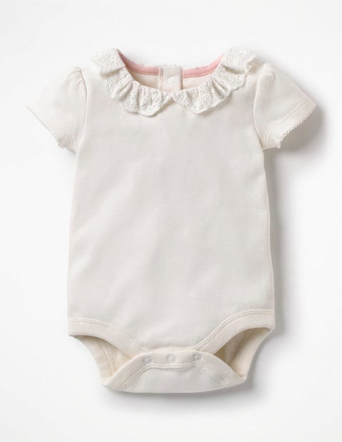 Detailed Collared Bodysuit - White Broderie Detailed Collared Bodysuit - White Broderie