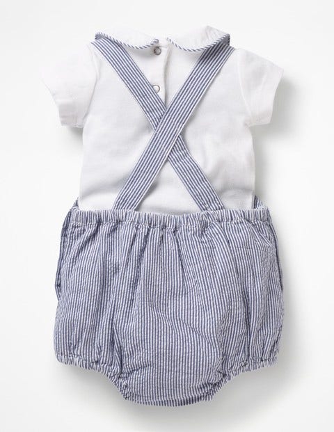 Set Mit Fein Gestreiftem Strampler Und Body - Lagunenblau, Elefanten, Feine Streifen Set Mit Fein Gestreiftem Strampler Und Body - Lagunenblau, Elefanten, Feine Streifen
