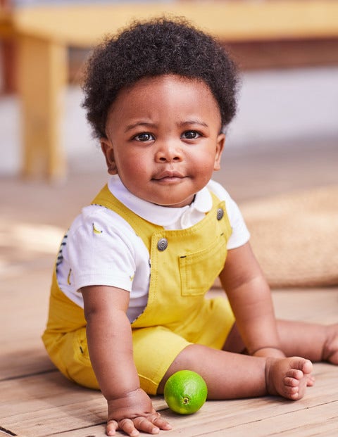 Short Woven Dungarees - Sweetcorn Yellow Short Woven Dungarees - Sweetcorn Yellow