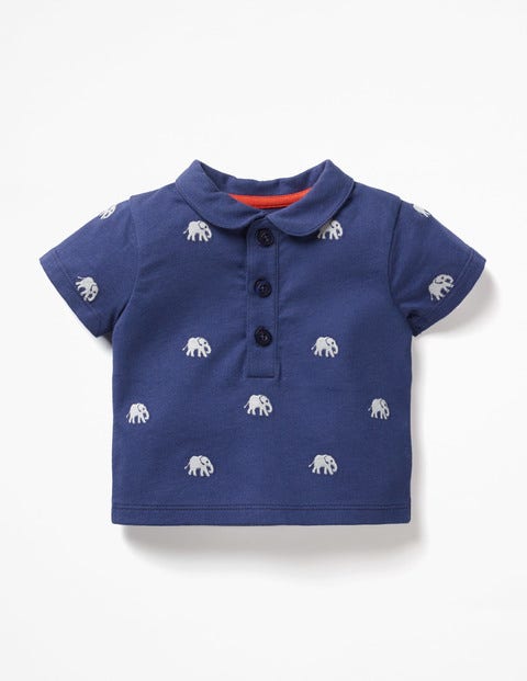 Embroidered Polo T-Shirt - Shale Grey Elephant Embroidery Embroidered Polo T-Shirt - Shale Grey Elephant Embroidery