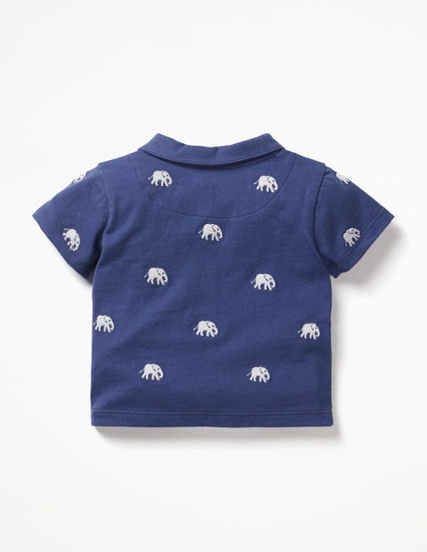 Embroidered Polo T-Shirt - Shale Grey Elephant Embroidery Embroidered Polo T-Shirt - Shale Grey Elephant Embroidery