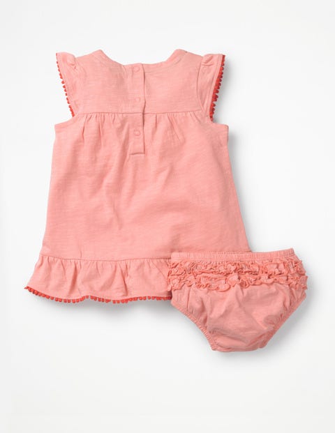 Jungle Embroidered Dress - Shell Pink Elephants Jungle Embroidered Dress - Shell Pink Elephants