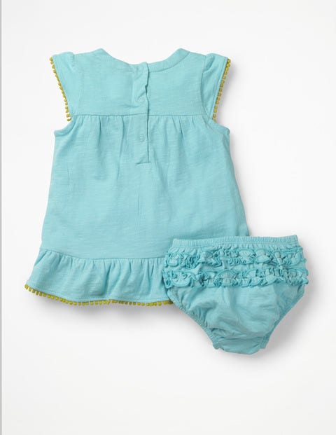 Jungle Embroidered Dress - Mineral Blue Monkeys Jungle Embroidered Dress - Mineral Blue Monkeys