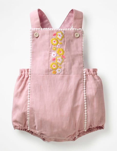 Floral Embroidered Romper - Chalk Pink Embroidery Floral Embroidered Romper - Chalk Pink Embroidery