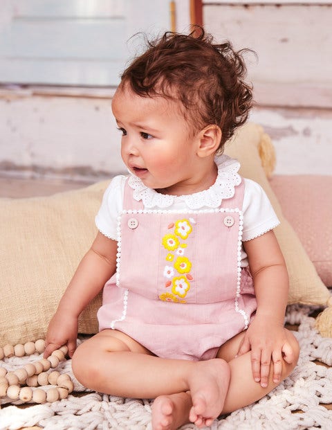 Floral Embroidered Romper - Chalk Pink Embroidery Floral Embroidered Romper - Chalk Pink Embroidery