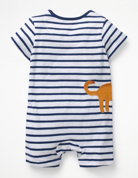 Animal Jersey Romper - White/Lagoon Blue Lion Animal Jersey Romper - White/Lagoon Blue Lion