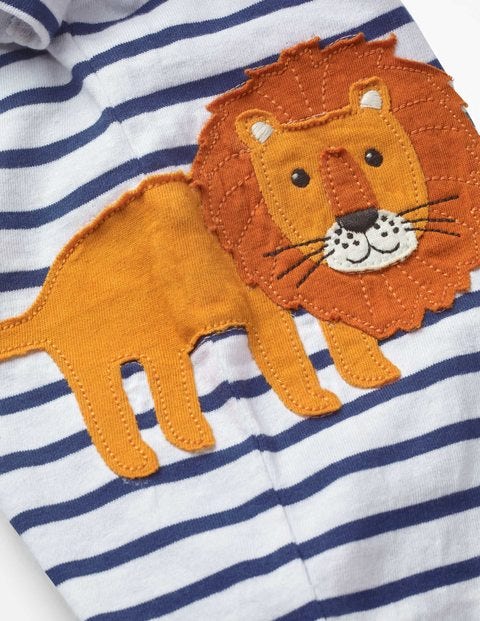 Animal Jersey Romper - White/Lagoon Blue Lion Animal Jersey Romper - White/Lagoon Blue Lion