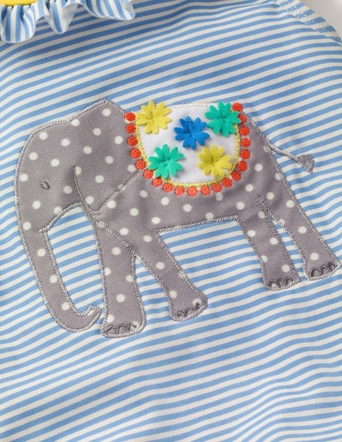Bow Detail Swimsuit - Warm Blue/Ivory Elephants Bow Detail Swimsuit - Warm Blue/Ivory Elephants