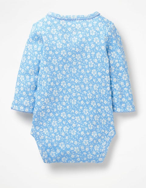 Floral Wrap Bodysuit - Light Sky Blue Vintage Floral Floral Wrap Bodysuit - Light Sky Blue Vintage Floral