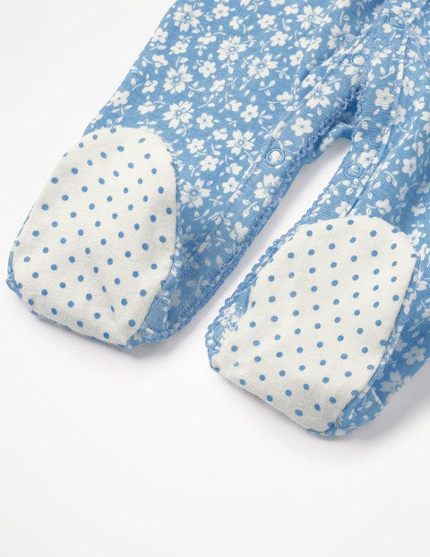 Pretty Printed Sleepsuit - Light Sky Blue Vintage Floral Pretty Printed Sleepsuit - Light Sky Blue Vintage Floral
