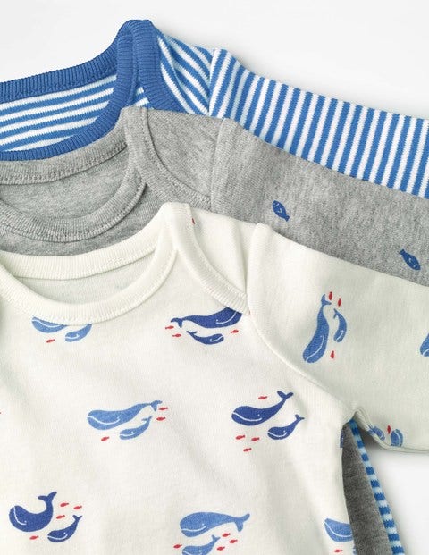 3 Pack Whales Bodysuits - Ivory Baby Whales 3 Pack Whales Bodysuits - Ivory Baby Whales