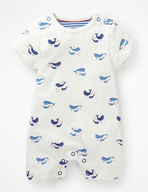 Short Whales Romper - Ivory Baby Whales Short Whales Romper - Ivory Baby Whales