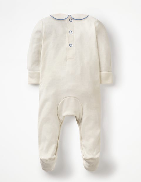 Smocked Whales Sleepsuit - Ivory Baby Whales Smocked Whales Sleepsuit - Ivory Baby Whales