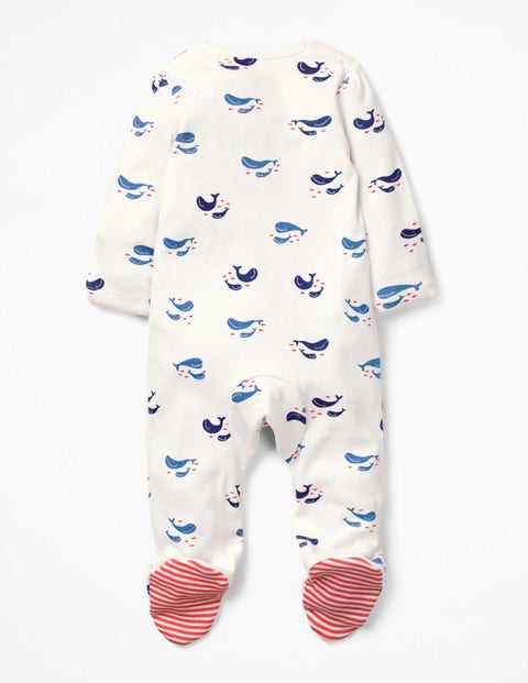 Cosy Printed Sleepsuit - Ivory Baby Whales Cosy Printed Sleepsuit - Ivory Baby Whales