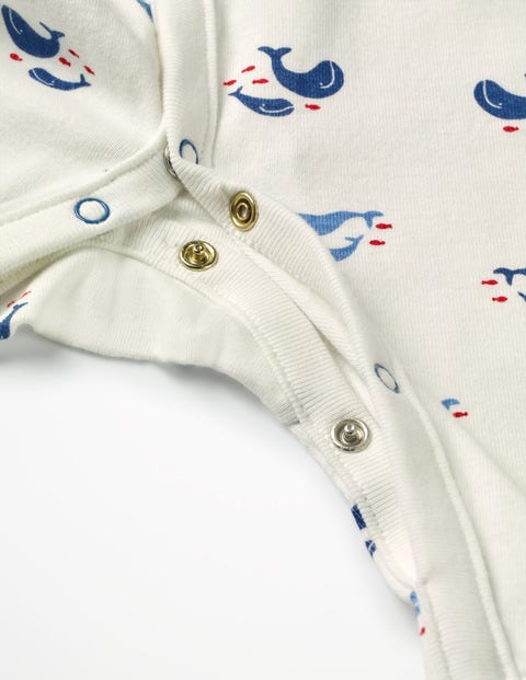 Cosy Printed Sleepsuit - Ivory Baby Whales Cosy Printed Sleepsuit - Ivory Baby Whales