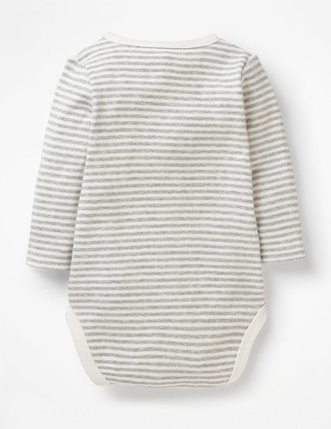 Stripy Wrap Body - Ivory/Grey Marl Stripe Stripy Wrap Body - Ivory/Grey Marl Stripe