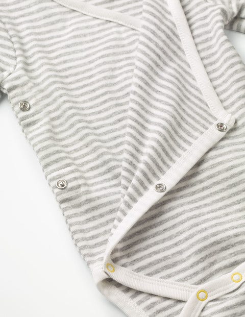 Stripy Wrap Body - Ivory/Grey Marl Stripe Stripy Wrap Body - Ivory/Grey Marl Stripe