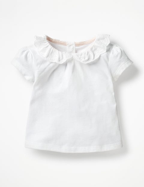 Broderie Collar T-Shirt - White Broderie Collar T-Shirt - White