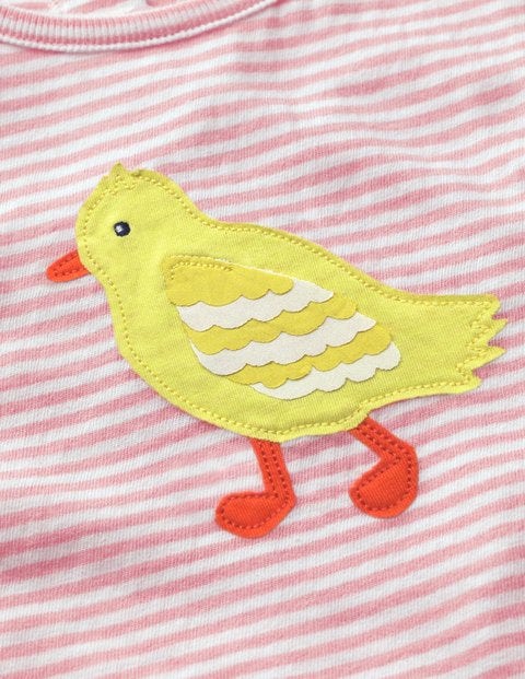 T-Shirt Mit Sommerlicher Applikation - Weiß/Zartrosa, Küken T-Shirt Mit Sommerlicher Applikation - Weiß/Zartrosa, Küken