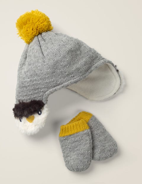 Cosy Knitted Hat & Mittens Set - Grey Marl Cosy Knitted Hat & Mittens Set - Grey Marl
