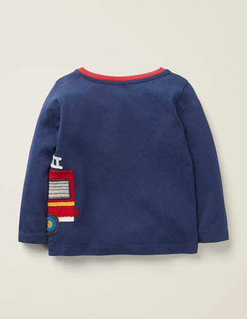 Transport Appliqué T-Shirt - Beacon Blue Fire Engine Transport Appliqué T-Shirt - Beacon Blue Fire Engine