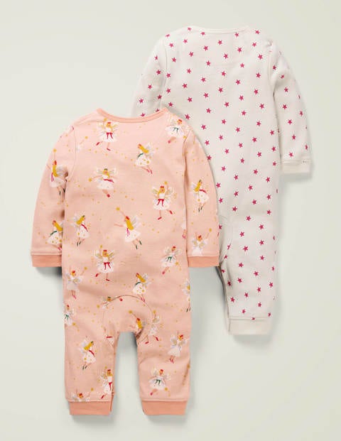 Floral Twin Pack Rompers - Provence Pink Festive Fairies Floral Twin Pack Rompers - Provence Pink Festive Fairies