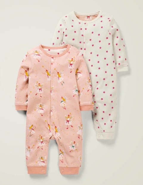 Floral Twin Pack Rompers - Provence Pink Festive Fairies Floral Twin Pack Rompers - Provence Pink Festive Fairies