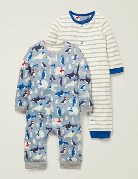 Twin Pack Rompers - Wren Blue Arctic Animals Twin Pack Rompers - Wren Blue Arctic Animals