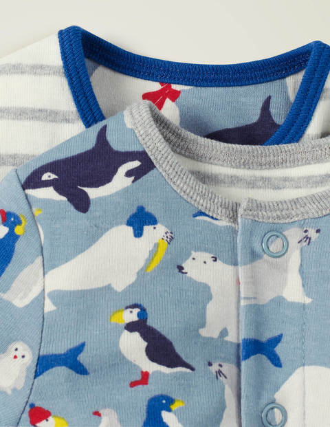 Twin Pack Rompers - Wren Blue Arctic Animals Twin Pack Rompers - Wren Blue Arctic Animals