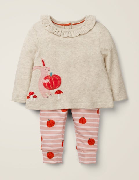 Ensemble À Appliqué Animal - Animaux hivernaux rose poudré Ensemble À Appliqué Animal - Animaux hivernaux rose poudré