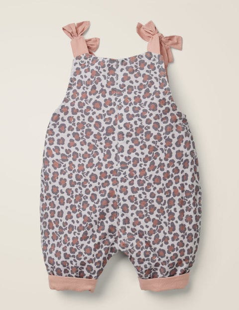 Heart Pocket Cord Dungaree - Shale Grey Mini Leopard Print Heart Pocket Cord Dungaree - Shale Grey Mini Leopard Print